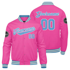 Benutzerdefinierte Verlauf Varsity-Jacke. Letterman-Jacke Dunkelgrün Rosa Hellblau