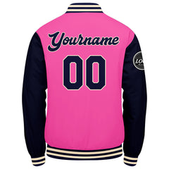 Benutzerdefinierte Verlauf Varsity-Jacke. Letterman-Jacke Dunkelgrün Rosa Marine