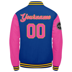 Benutzerdefinierte Verlauf Varsity-Jacke. Letterman-Jacke Royal Rosa
