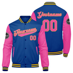 Benutzerdefinierte Verlauf Varsity-Jacke. Letterman-Jacke Royal Rosa
