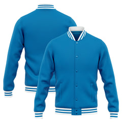 Benutzerdefinierte Varsity-Jacke. Letterman-Jacke für Männer, Frauen und Jugendliche Blau