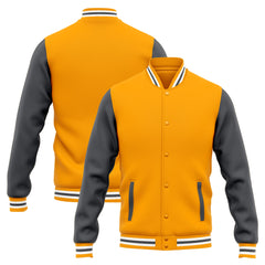 Benutzerdefinierte Varsity-Jacke. Letterman-Jacke für Männer, Frauen und Jugendliche Gelb Grau