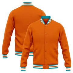 Benutzerdefinierte Varsity-Jacke. Letterman-Jacke für Männer, Frauen und Jugendliche Orange Teal