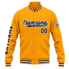 Benutzerdefinierte Varsity-Jacke. Letterman-Jacke für Männer, Frauen und Jugendliche Orange