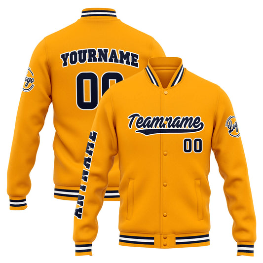 Benutzerdefinierte Varsity-Jacke. Letterman-Jacke für Männer, Frauen und Jugendliche Orange