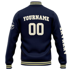 Benutzerdefinierte Varsity-Jacke. Letterman-Jacke für Männer, Frauen und Jugendliche Marine Creme