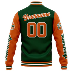 Benutzerdefinierte Varsity-Jacke. Letterman-Jacke für Männer, Frauen und Jugendliche Drak Grün Orange