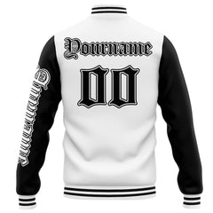 Benutzerdefinierte Varsity-Jacke. Letterman-Jacke für Männer, Frauen und Jugendliche Weiß Schwarz