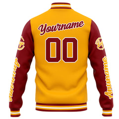 Benutzerdefinierte Varsity-Jacke. Letterman-Jacke für Männer, Frauen und Jugendliche Orange Rot