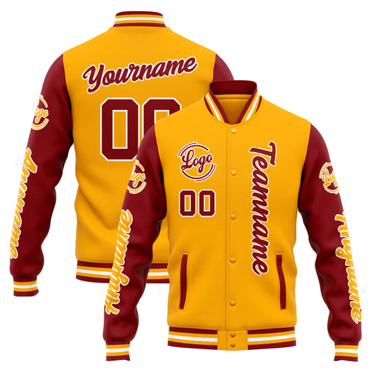 Benutzerdefinierte Varsity-Jacke. Letterman-Jacke für Männer, Frauen und Jugendliche Orange Rot