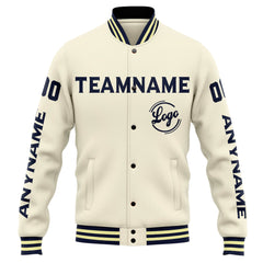 Benutzerdefinierte Varsity-Jacke. Letterman-Jacke für Männer, Frauen und Jugendliche Creme Marine
