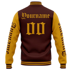 Benutzerdefinierte Varsity-Jacke. Letterman-Jacke für Männer, Frauen und Jugendliche Burgund Gold