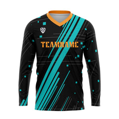 Kundenspezifisches Blau Orange Basketball Fußball Schießen langes T-Shirt für Erwachsene und Kinder