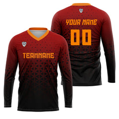 Kundenspezifisches Rot Orange Basketball Fußball Schießen langes T-Shirt für Erwachsene und Kinder