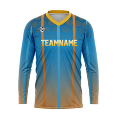 Kundenspezifisches Blau Orange Basketball Fußball Schießen langes T-Shirt für Erwachsene und Kinder