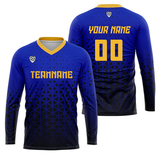 Kundenspezifisches Blau Gelb Basketball Fußball Schießen langes T-Shirt für Erwachsene und Kinder