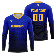 Kundenspezifisches Blau Gelb Basketball Fußball Schießen langes T-Shirt für Erwachsene und Kinder