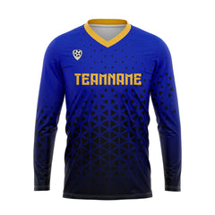 Kundenspezifisches Blau Gelb Basketball Fußball Schießen langes T-Shirt für Erwachsene und Kinder