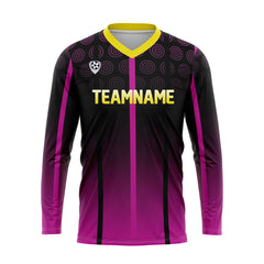 Kundenspezifisches Schwarz Lila Gelb Basketball Fußball Schießen langes T-Shirt für Erwachsene und Kinder