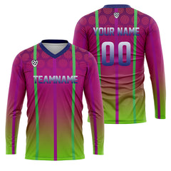 Kundenspezifisches Grün Lila Basketball Fußball Schießen langes T-Shirt für Erwachsene und Kinder