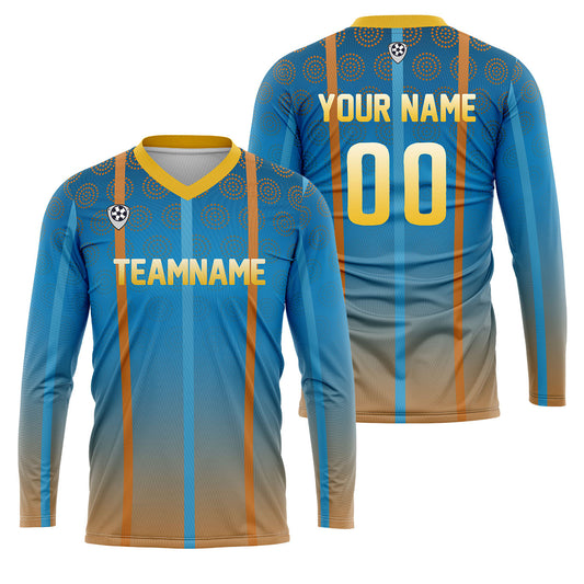 Kundenspezifisches Blau Orange Basketball Fußball Schießen langes T-Shirt für Erwachsene und Kinder