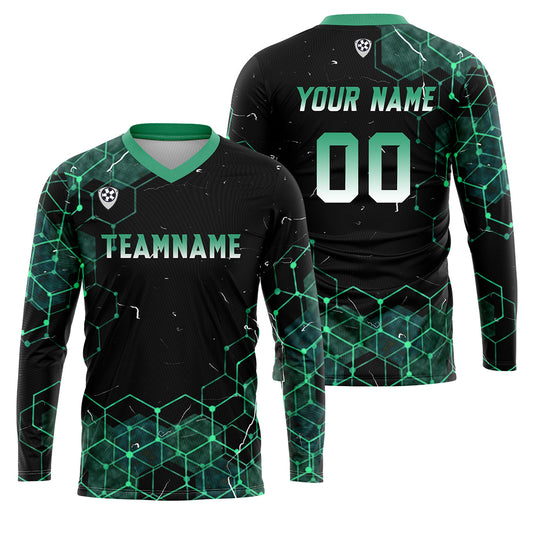 Kundenspezifisches Blau Grün Basketball Fußball Schießen langes T-Shirt für Erwachsene und Kinder