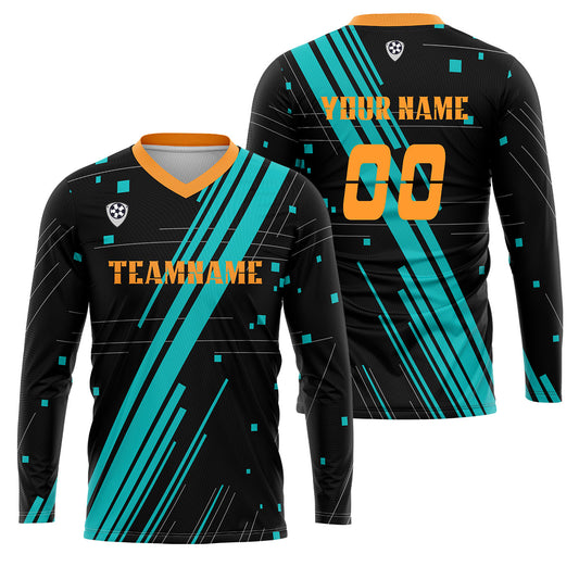 Kundenspezifisches Blau Orange Basketball Fußball Schießen langes T-Shirt für Erwachsene und Kinder