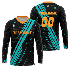 Kundenspezifisches Blau Orange Basketball Fußball Schießen langes T-Shirt für Erwachsene und Kinder