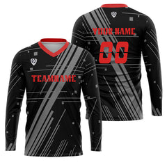 Kundenspezifisches Grau Rot Basketball Fußball Schießen langes T-Shirt für Erwachsene und Kinder