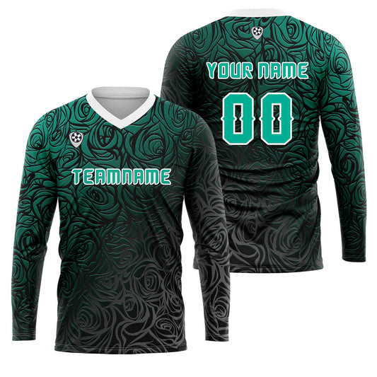 Kundenspezifisches Blau Grün Basketball Fußball Schießen langes T-Shirt für Erwachsene und Kinder