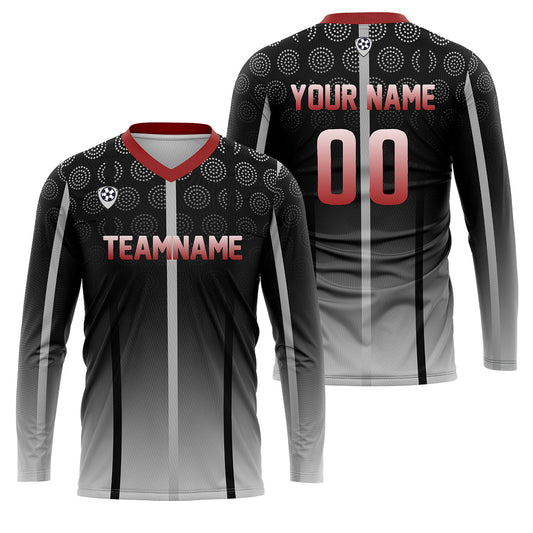 Kundenspezifisches Schwarz Rot Basketball Fußball Schießen langes T-Shirt für Erwachsene und Kinder