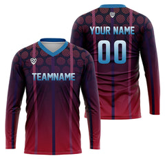 Kundenspezifisches Lila Blau Basketball Fußball Schießen langes T-Shirt für Erwachsene und Kinder