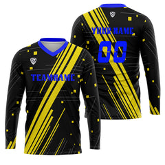 Kundenspezifisches Blau Gelb Basketball Fußball Schießen langes T-Shirt für Erwachsene und Kinder