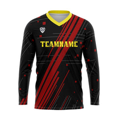 Kundenspezifisches Rot Gelb Basketball Fußball Schießen langes T-Shirt für Erwachsene und Kinder