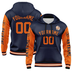 Benutzerdefiniert Marine Orange Hoodie Personalisiert Männer Pullover Hoodie Gedruckt Team Name Number Logo für Frauen