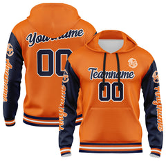 Benutzerdefiniert Marine Orange Hoodie Personalisiert Männer Pullover Hoodie Gedruckt Team Name Number Logo für Frauen