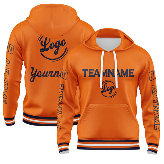 Benutzerdefiniert Marine Orange Hoodie Personalisiert Männer Pullover Hoodie Gedruckt Team Name Number Logo für Frauen