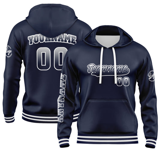 Benutzerdefiniert Marine Weiß Hoodie Personalisiert Männer Pullover Hoodie Gedruckt Team Name Number Logo für Frauen