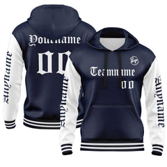 Benutzerdefiniert Marine Weiß Hoodie Personalisiert Männer Pullover Hoodie Gedruckt Team Name Number Logo für Frauen