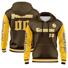 Benutzerdefiniert Braun Gelb Hoodie Personalisiert Männer Pullover Hoodie Gedruckt Team Name Number Logo für Frauen