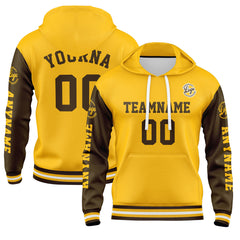 Benutzerdefiniert Braun Gelb Hoodie Personalisiert Männer Pullover Hoodie Gedruckt Team Name Number Logo für Frauen