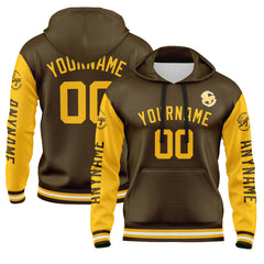 Benutzerdefiniert Braun Gelb Hoodie Personalisiert Männer Pullover Hoodie Gedruckt Team Name Number Logo für Frauen