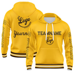 Benutzerdefiniert Braun Gelb Hoodie Personalisiert Männer Pullover Hoodie Gedruckt Team Name Number Logo für Frauen
