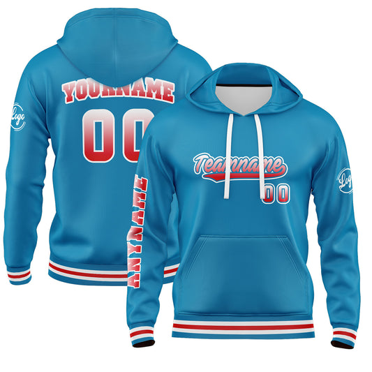 Benutzerdefiniert Blau Rot Hoodie Personalisiert Männer Pullover Hoodie Gedruckt Team Name Number Logo für Frauen