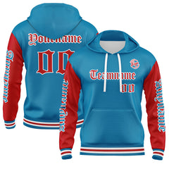 Benutzerdefiniert Blau Rot Hoodie Personalisiert Männer Pullover Hoodie Gedruckt Team Name Number Logo für Frauen