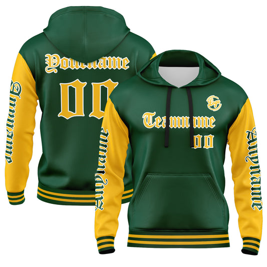 Benutzerdefiniert Grün Gelb Hoodie Personalisiert Männer Pullover Hoodie Gedruckt Team Name Number Logo für Frauen