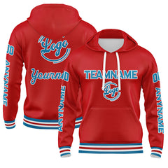 Benutzerdefiniert Blau Rot Hoodie Personalisiert Männer Pullover Hoodie Gedruckt Team Name Number Logo für Frauen