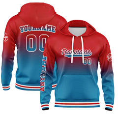 Benutzerdefiniert Blau Rot Hoodie Personalisiert Männer Pullover Hoodie Gedruckt Team Name Number Logo für Frauen