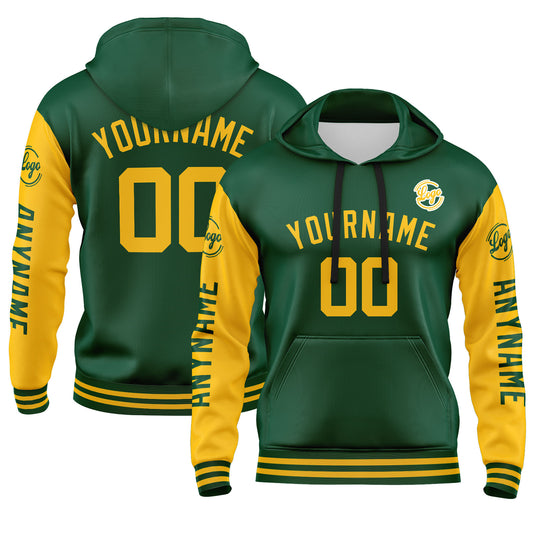 Benutzerdefiniert Grün Gelb Hoodie Personalisiert Männer Pullover Hoodie Gedruckt Team Name Number Logo für Frauen