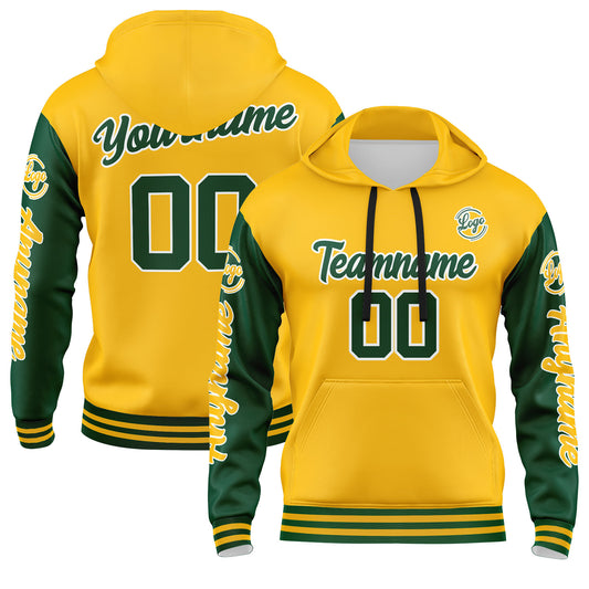 Benutzerdefiniert Grün Gelb Hoodie Personalisiert Männer Pullover Hoodie Gedruckt Team Name Number Logo für Frauen